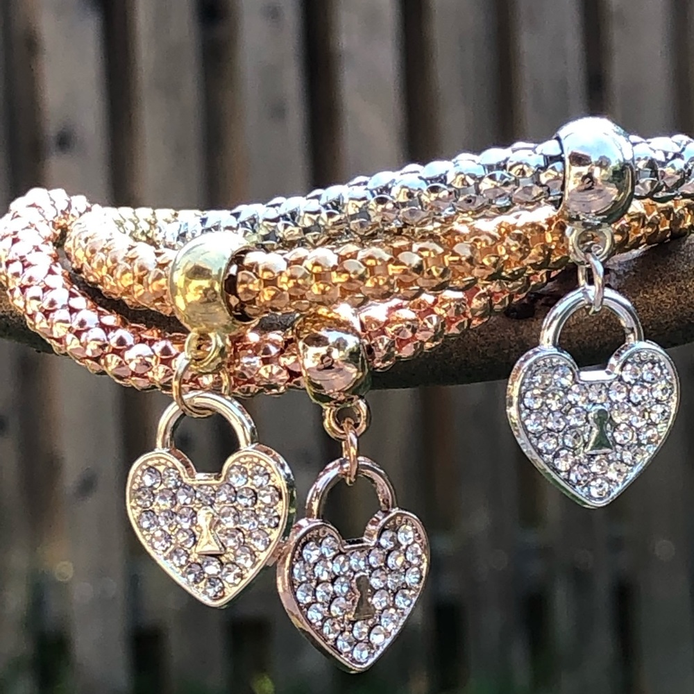 Stacking Bracelets  popcorn link heart stacking - Picture 3 of 7